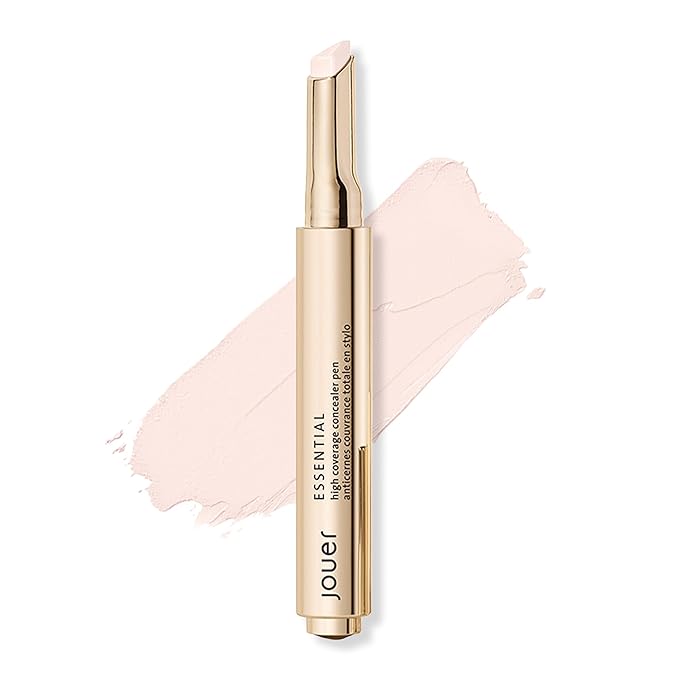 Jouer Essential High Coverage Concealer Pen - Under Eye Concealer for Dark Circles - Brightening Makeup for Eye Circles - Color Corrector Eye Primer with Hyaluronic Acid and Vitamin E-BrightBean Baby
