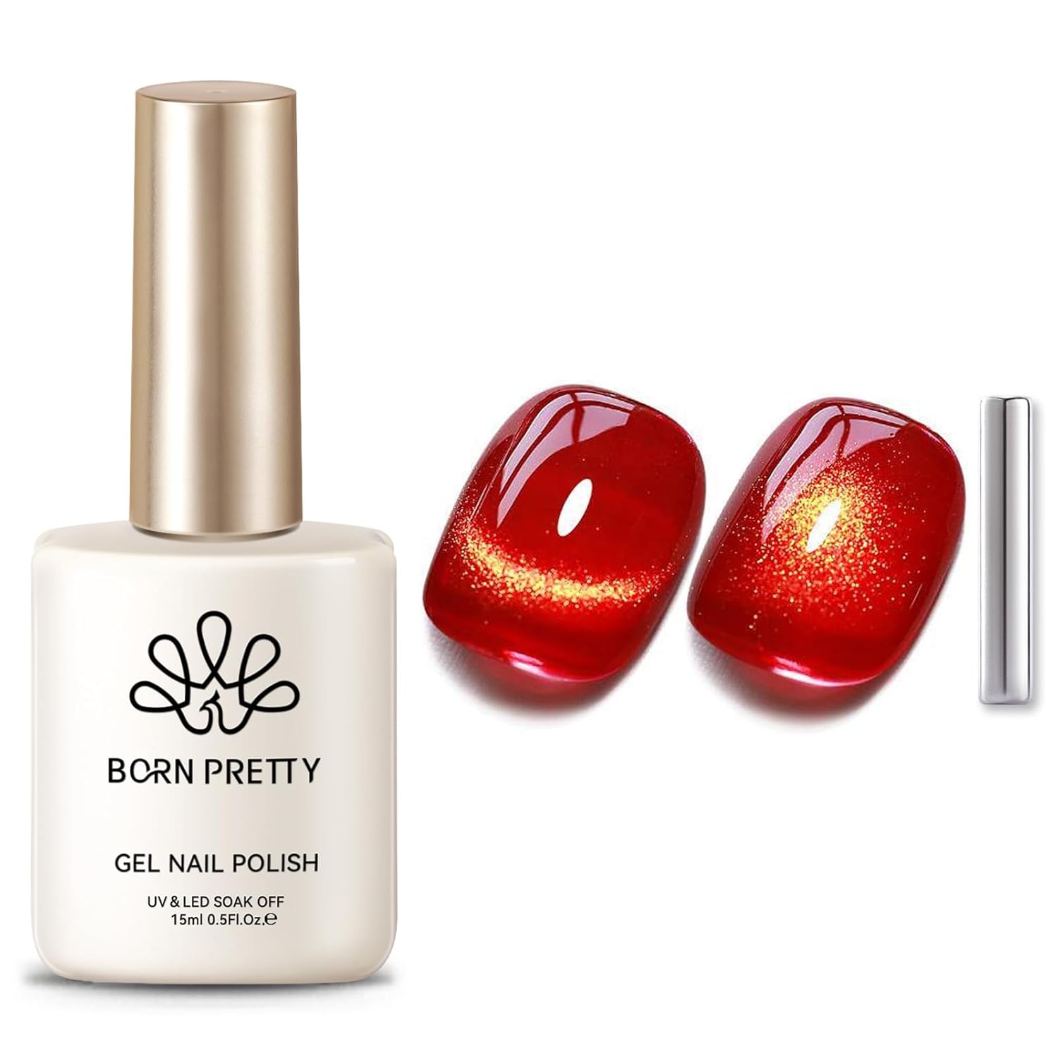 Born Pretty Cat Magnetic Eye Gel Nail Polish,Red Magnetic Gel Polish Fair Maiden Cat Magnetic Eye Gel Manicure Nail Art DIY 15ml-BrightBean Baby