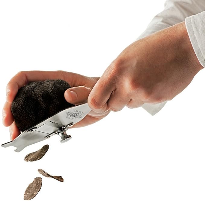 Urbani Truffles Stainless Steel Truffle Slicer Shaver - Premium Cheese Shaver for Hard Cheese, Mushroom, Chocolate, Garlic & More, Kitchen Handheld Manual Slicer with Adjustable Blade, Food Shredder