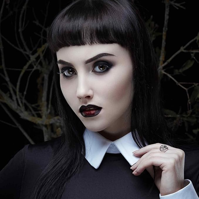 Halloween Goth Makeup, Complete Goth Make Up Set with White Foundation, Black Lipstick, Dark Smokey Eyeshadow Kit for SFX Gothic Makeup, Cosplay, Costume Party, Theater and Film-BrightBean Baby