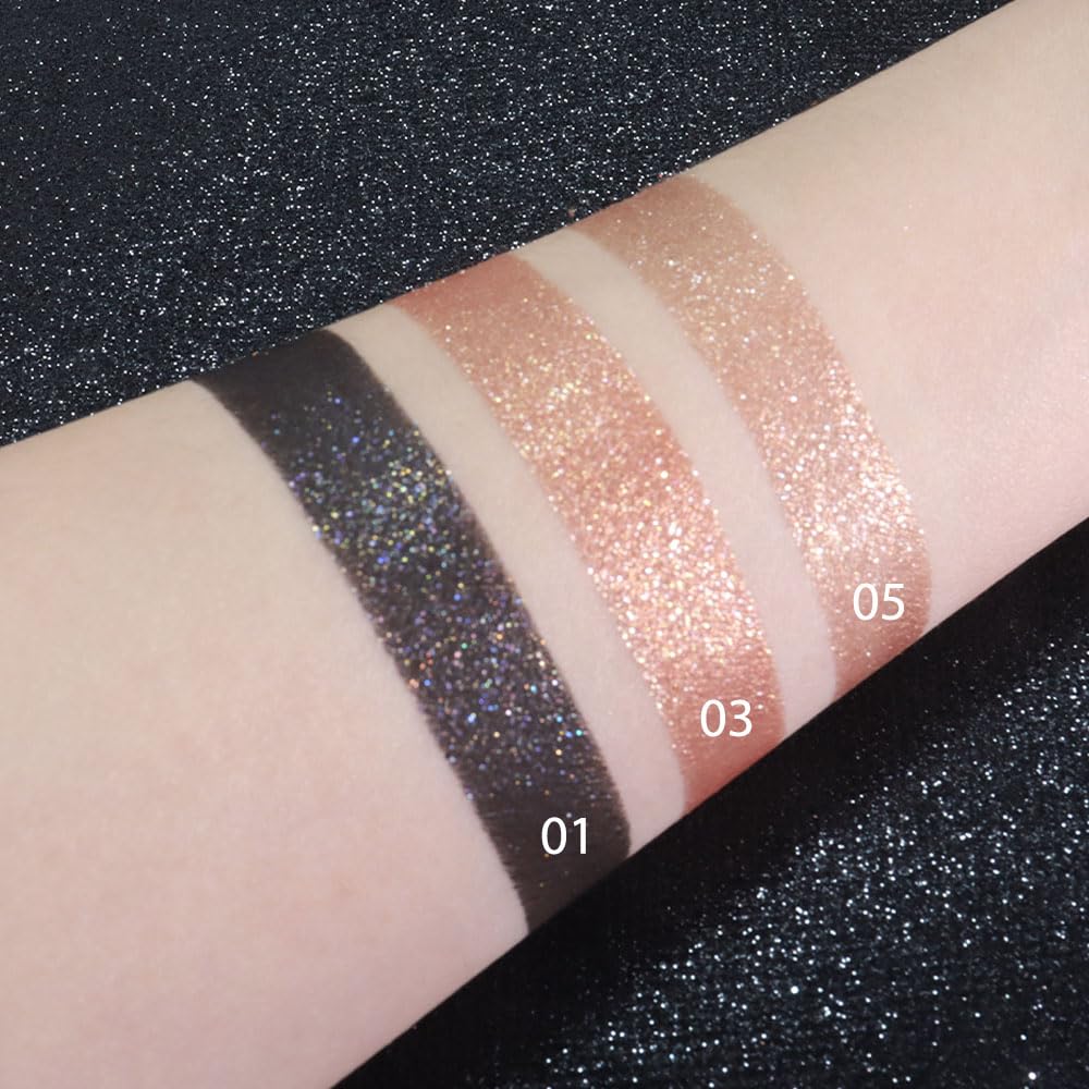 Eye shadow low saturation delicate long-lasting eye shadow palette, Monochrome Glittler Eyeshadow, pressed glitter eyeshadow, Glittle Pressed Powder Single Vegan Eyeshadow, (03 Glittle Gold)-BrightBean Baby