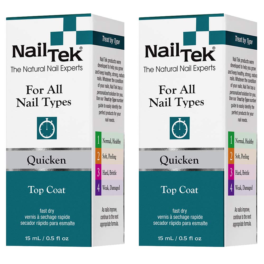Nail Tek Quicken Quick Dry Top Coat Nail Polish for All Nails Types, 0.5 oz, 2 Pack-BrightBean Baby