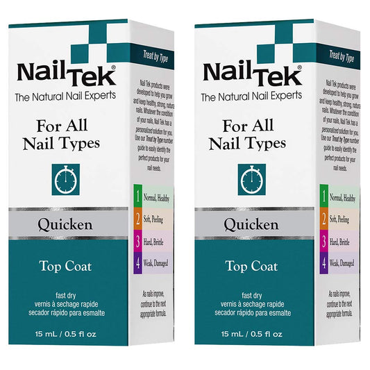Nail Tek Quicken Quick Dry Top Coat Nail Polish for All Nails Types, 0.5 oz, 2 Pack-BrightBean Baby