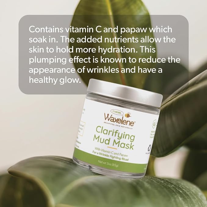 Waxelene Clarifying Mud Mask Dry Blend - Wrinkle Fighting Ritual Cleans Pores Hydrates Nourishes Skin Vitamin C Papaw Bentonite French Green Clay-BrightBean Baby