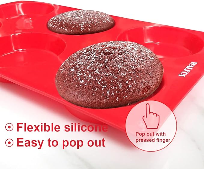 Walfos Silicone Whoopie Pie Baking Pans, 2 Pcs Non-Stick Muffin Top Pan. Food Grade and BPA Free Silicone, Great for Muffin, Eggs, Tarts and More, Dishwasher Safe