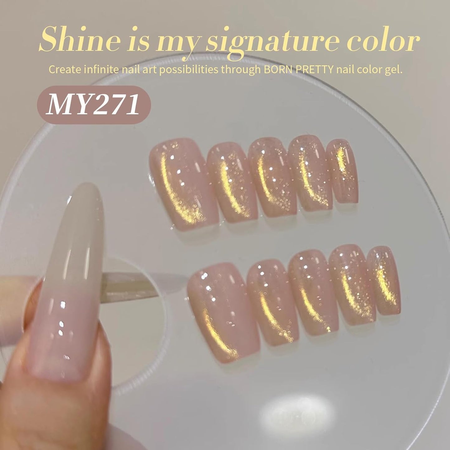 BORN PRETTY Cat Magnetic Eye Gel Nail Polish, Golden Ribbon Cat Magnetic Gel Nail Polish Magnetic Nail Polish for Nail Art Manicure Salon DIY at Home 15ML-BrightBean Baby