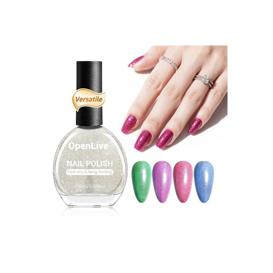 16.5ml Glitter Nail Polish, Shine Glitter Quick Dry, Natural Lustrous Enamel, Match Any Color for DIY Manicure & Pedicure-BrightBean Baby