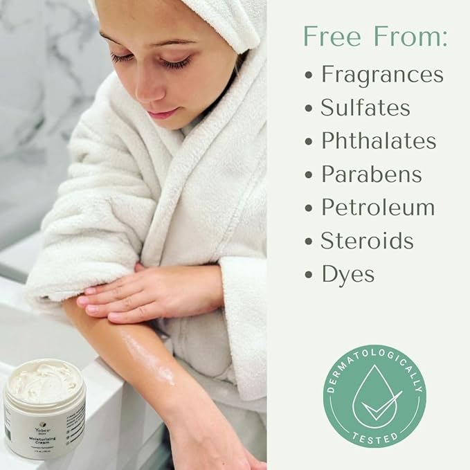 Yobee Body & Face Moisturizing Cream for Dry, Sensitive Skin | Probiotic extracts, Honey, Turmeric, Vitamin B12, Ceramides, Shea Butter | Fragrance Free | For Kids & Adults (6)-BrightBean Baby