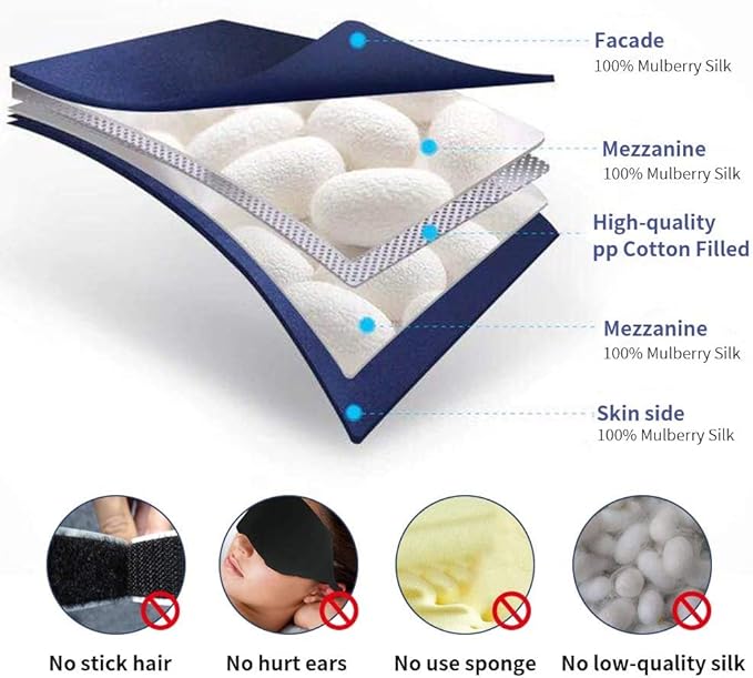 100% Natural Mulberry Soft Silk Sleep Mask, Light Blocking Eye Masks For Sleep, Night Blindfold Eye Mask Cover For Men And Women, Sleeping Night Mask For Travel (Pink)-BrightBean Baby