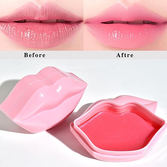 20pcs Pink Lip Masks Sheet,Moisturizing Crystal Collagen Gel Anti-Aging Lip Patches,Reduces Lip Lines Plump Dry Lips Lip Care with Box-BrightBean Baby