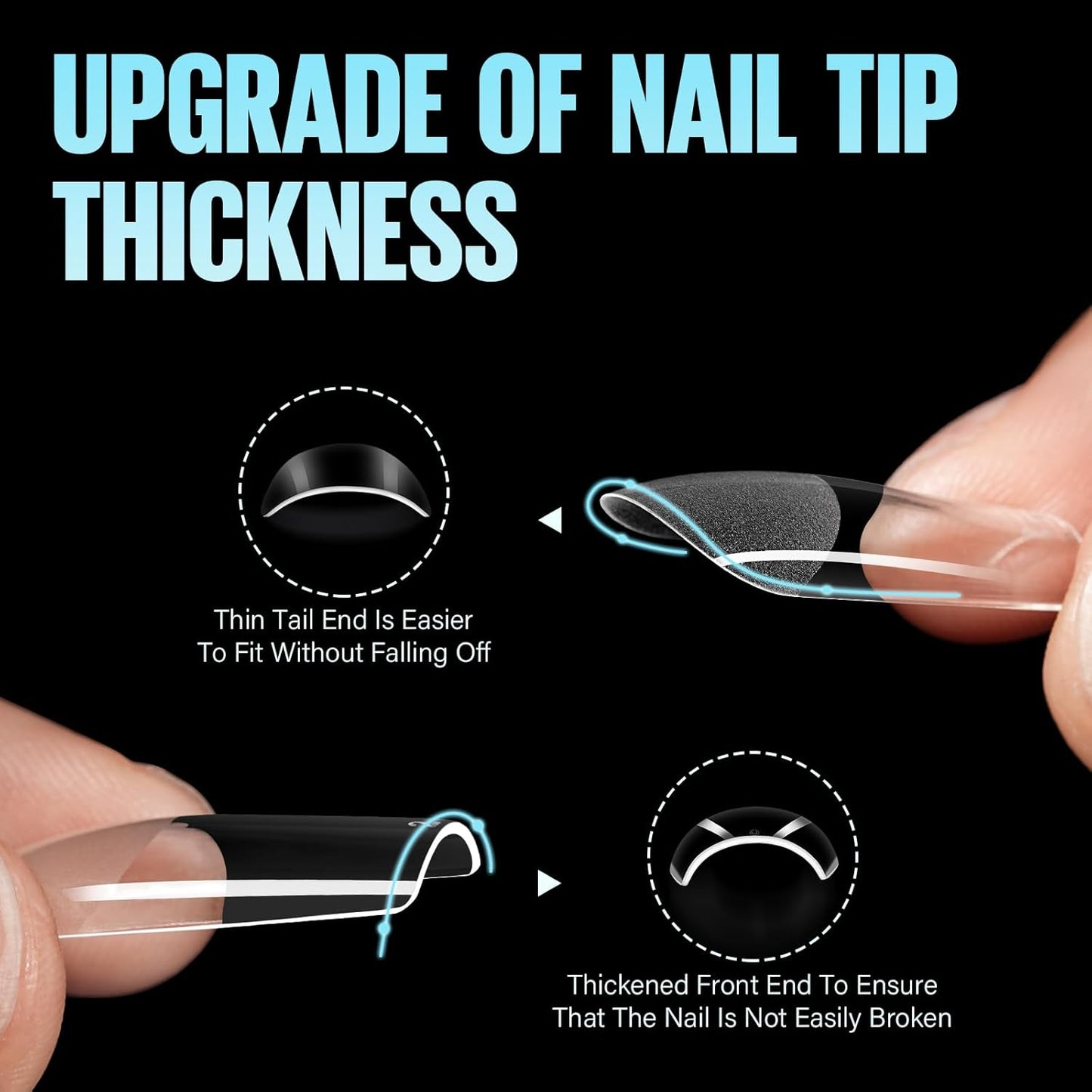 TOMICCA Medium Square Nail Tips, 504Pcs Half Matte Press on Full Cover Acrylic Nails, 12 Sizes Pre-Shape Soft Acrylic Fake Nail Tips for Nail Extension Art Home DIY Nail Salon-BrightBean Baby