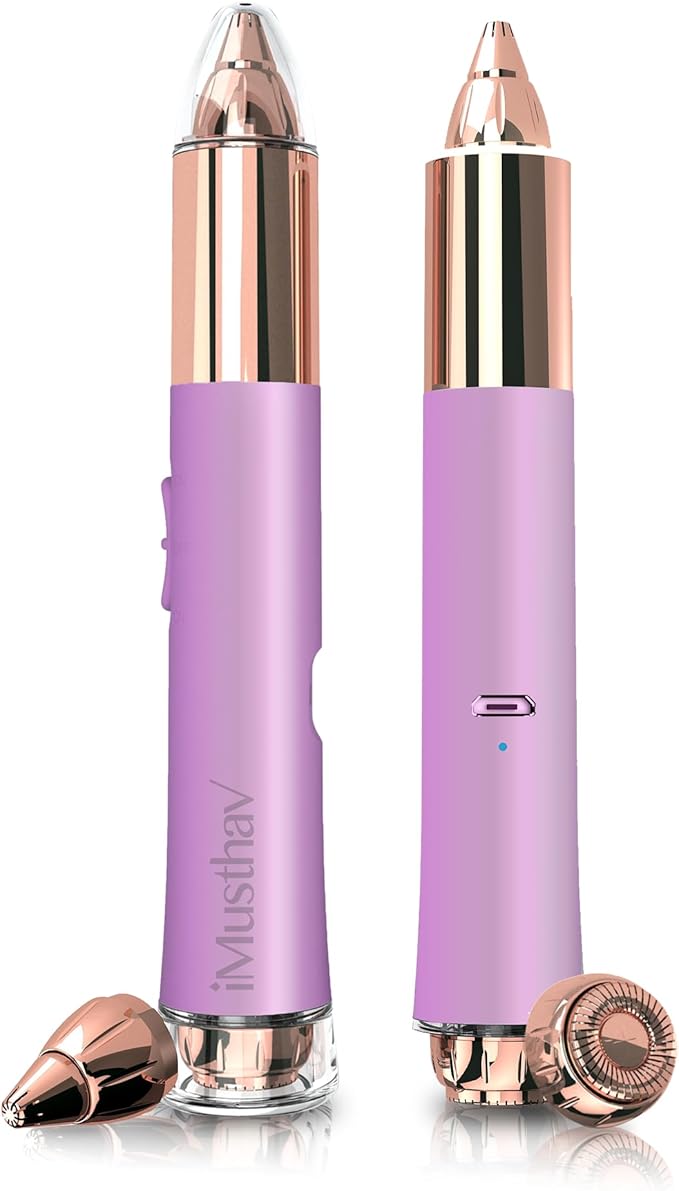 2 in 1 Eyebrow and Facial Hair Remover for Women Painless Flawless Electric Razor Epilator Trimmer Shaver with 18K Gold-Plated, USB Rechargeable, 360° LED for Eyebrow and Face Hair Removal-BrightBean Baby