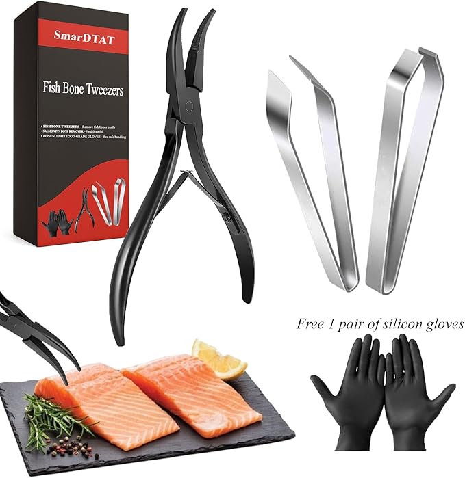 Fish bone tweezers deboner tool for salmon – fish tweezers bones remover pliers deboning tweezer tool, fish bone pliers pin bones deboner, stainless steel fish cleaning tools