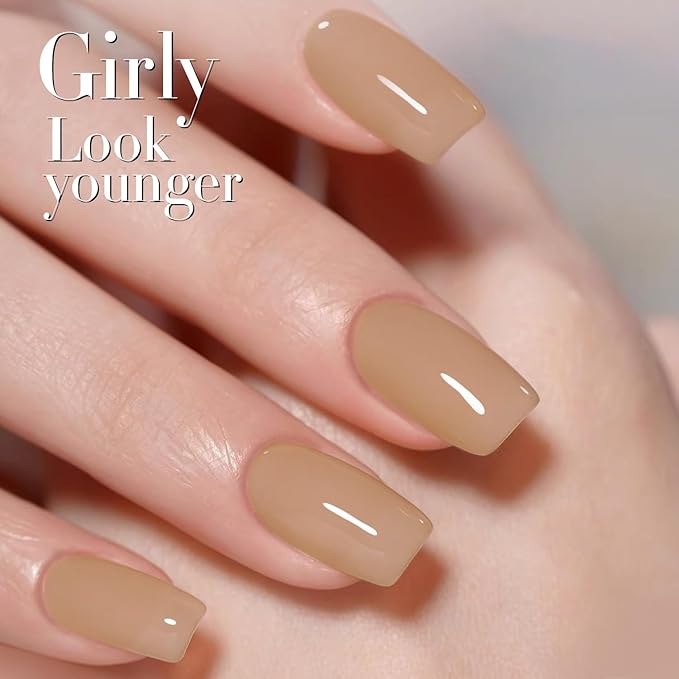 Double Rhythm 0.50 OZ Translucent Gel Polish Same Color Same Bottle Sheer Pastel Neutral Natural Milky 15 ML Jelly UV Nail Art DIY at Home (Pale Nude-A1372)-BrightBean Baby