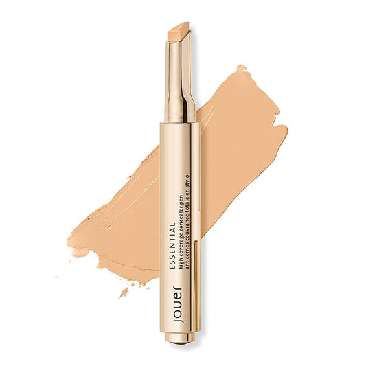 Jouer Essential High Coverage Concealer Pen - Under Eye Concealer for Dark Circles - Brightening Makeup for Eye Circles - Color Corrector Eye Primer with Hyaluronic Acid and Vitamin E-BrightBean Baby