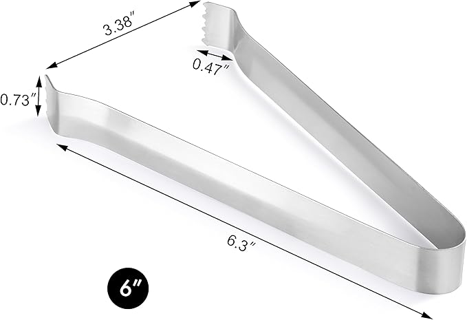 New Star Foodservice 42269 Restaurant-Grade Pom Tong, Stainless Steel, 6.5 inch, Set of 6, Silver