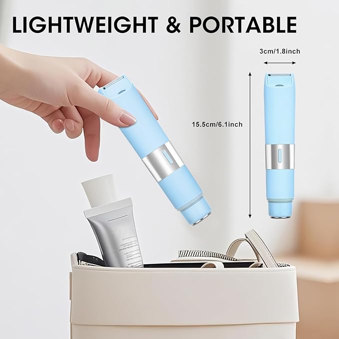 Dual Head Electric Shaver Bikini Trimmer for Women, IPX4 Waterproof Wet & Dry Use Body Trimmer for Face Lip Chin Pubic Underarm Legs, 80Mins Runtime, Travel-Friendly, Ideal Gift for Women-BrightBean Baby