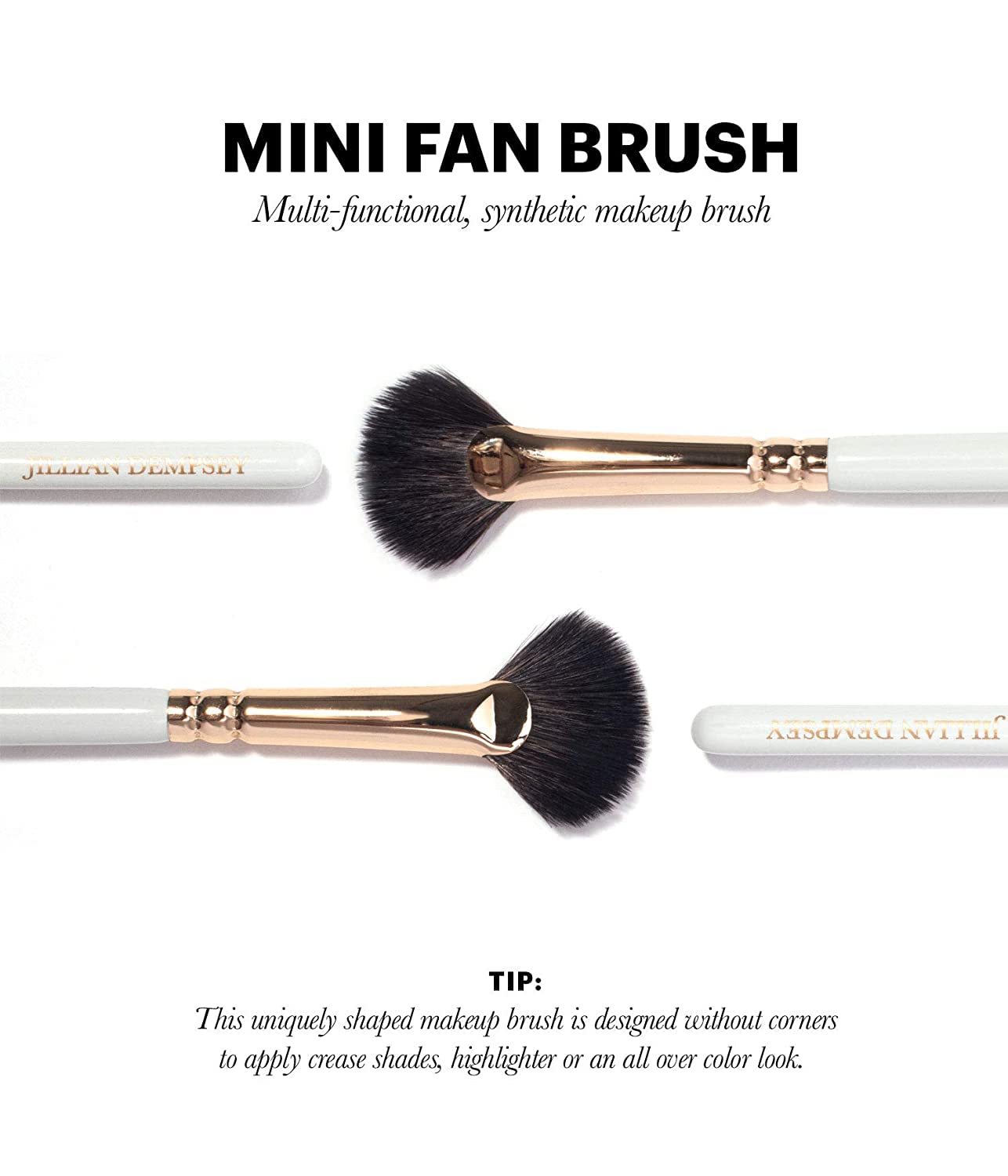 Jillian Dempsey Mini Fan Eye Makeup Brush: All in One Eyeshadow Makeup Brush: Multi-Functional Synthetic Vegan Eye Shadow Brush-BrightBean Baby