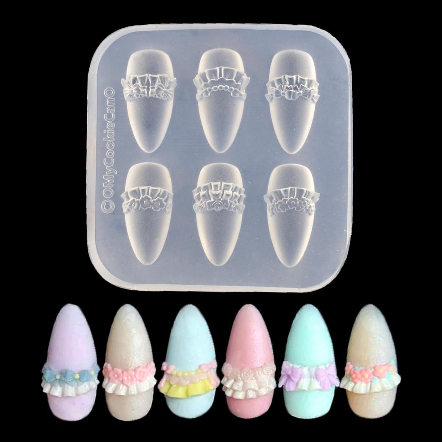 Nail Mold for Nail Art 3D Flowers Nail Charms Cream Lace Pleated Skirt French Design Mold DIY Manicure 3D Carving Template-BrightBean Baby