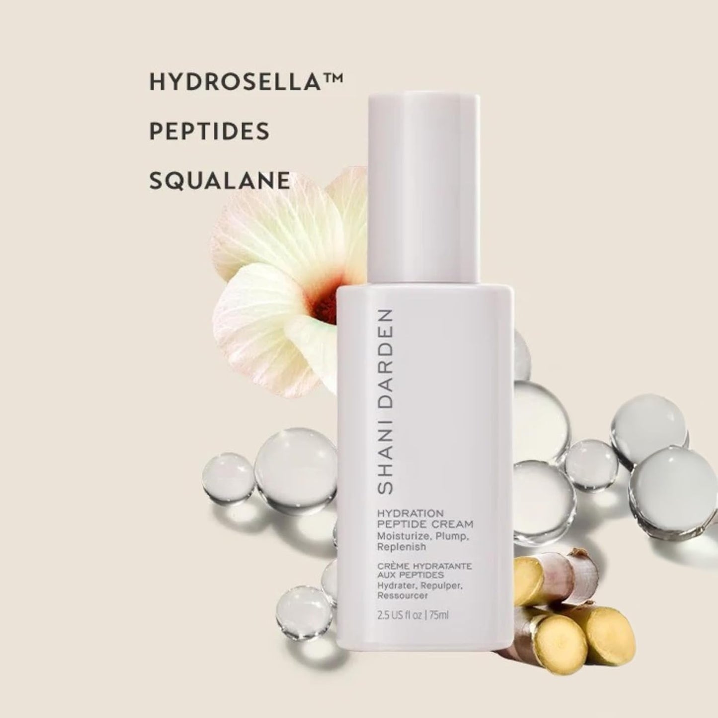 Shani Darden Hydration Peptide Cream, Oil-Free Face Moisturizer with Peptides, Squalane, Niacinamide & Ceramides for Normal to Dry Skin, Up to 72 Hours of Hydration Without Clogging Pores, 2.5 fl oz-BrightBean Baby