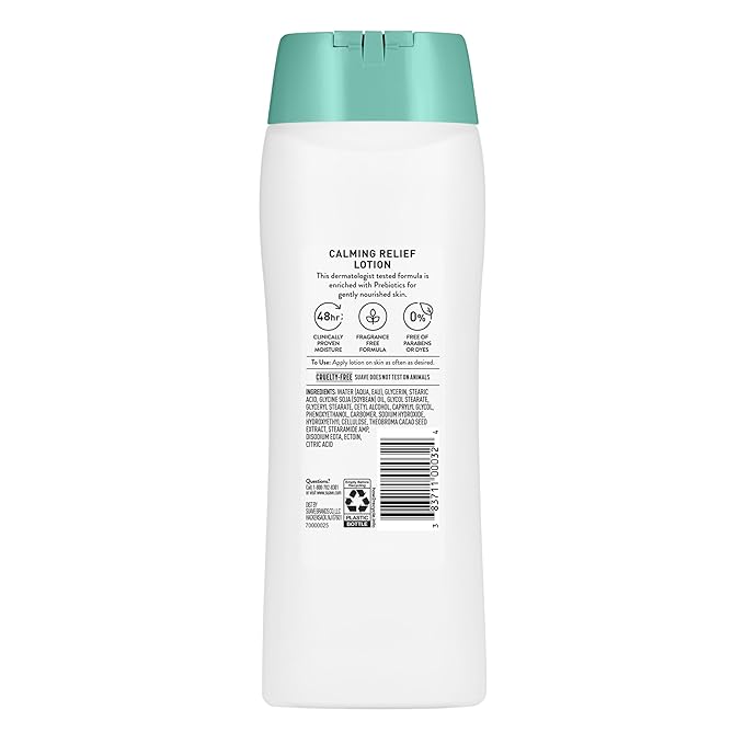 Suave Calming Relief Hand & Body Lotion for Women With Prebiotics For Sensitive Skin, Fragrance & Allergen Free, Helps Restore Skin's Moisture Barrier, 18 FL OZ, 6 Pack-BrightBean Baby