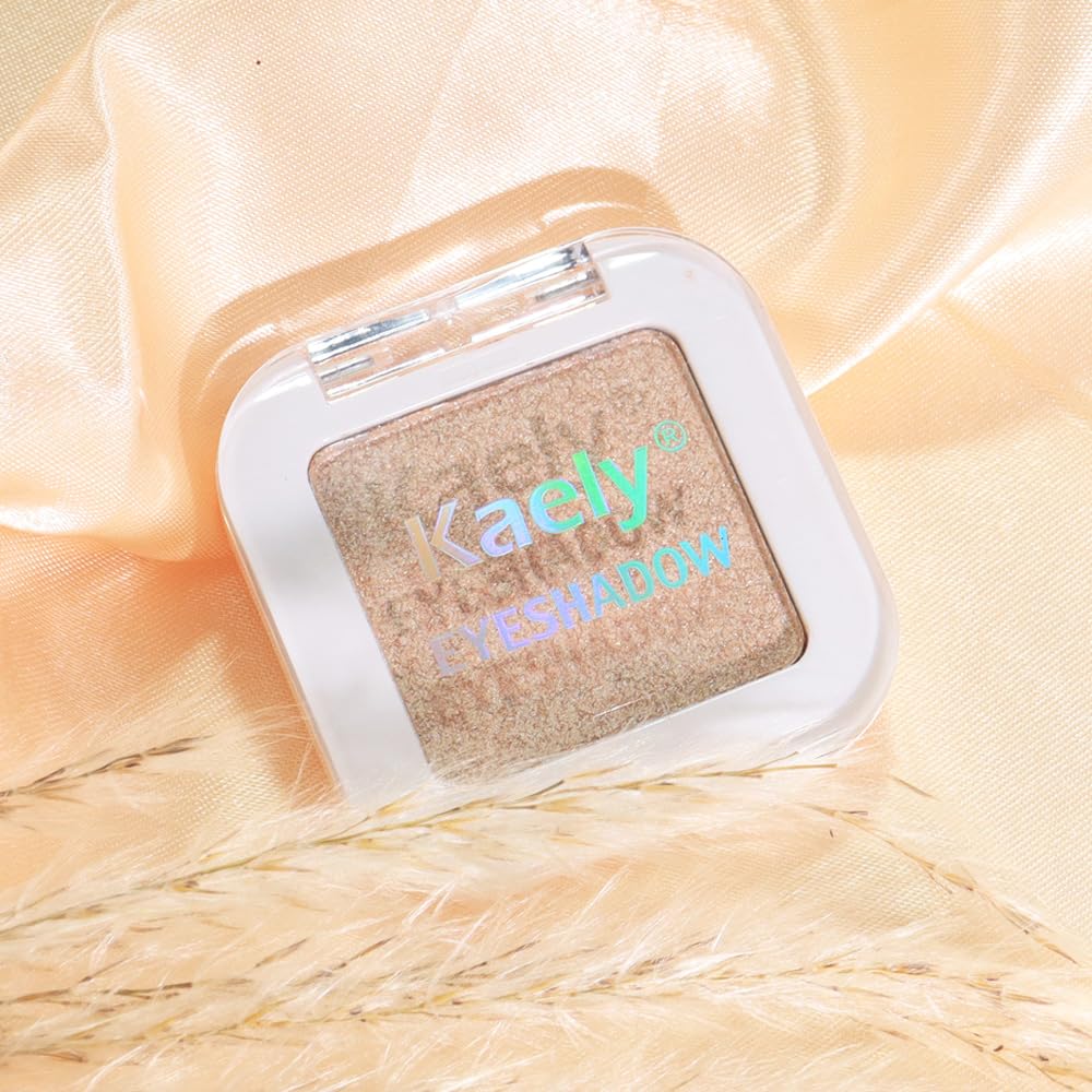 Light Nude Brown Shimmer Single Eyeshadow Makeup Palette, Natural Nude Brown Single Eye Shades, Creamy Pressed Powder for Easy Blending, Mini Travel Palette for Women, Everyday Eyeshadow Makeup-BrightBean Baby