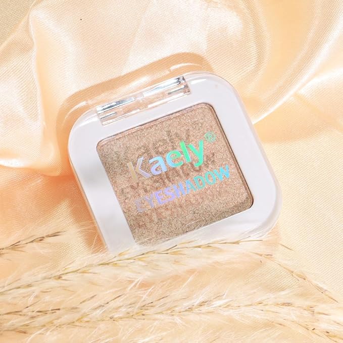 evpct Light Nude Brown Shimmer Single Eyeshadow Palette Makeup for Older Women, Iced Latte Glitter Sparkle Cream Eye Shadow Palette Brightener Makeup for Older Women, High Pigment Monochrome Eyeshadow-BrightBean Baby