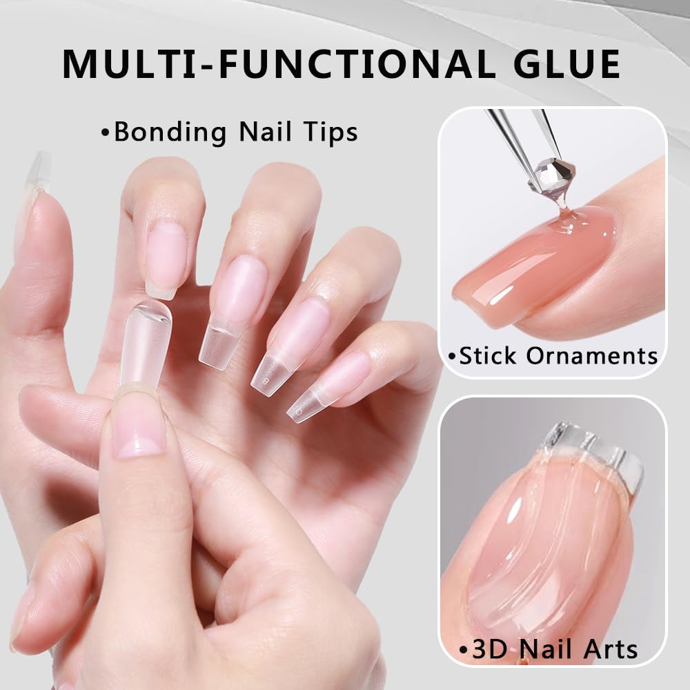 Solid Nail Glue Gel for Soft Gel Nail Tips, 20g Super Strong Nail Glue for Acrylic Nails Extension Press On Nails Fake Nails, Lamp Curing Needed Soak Off Nail Art Salon DIY at Home-BrightBean Baby