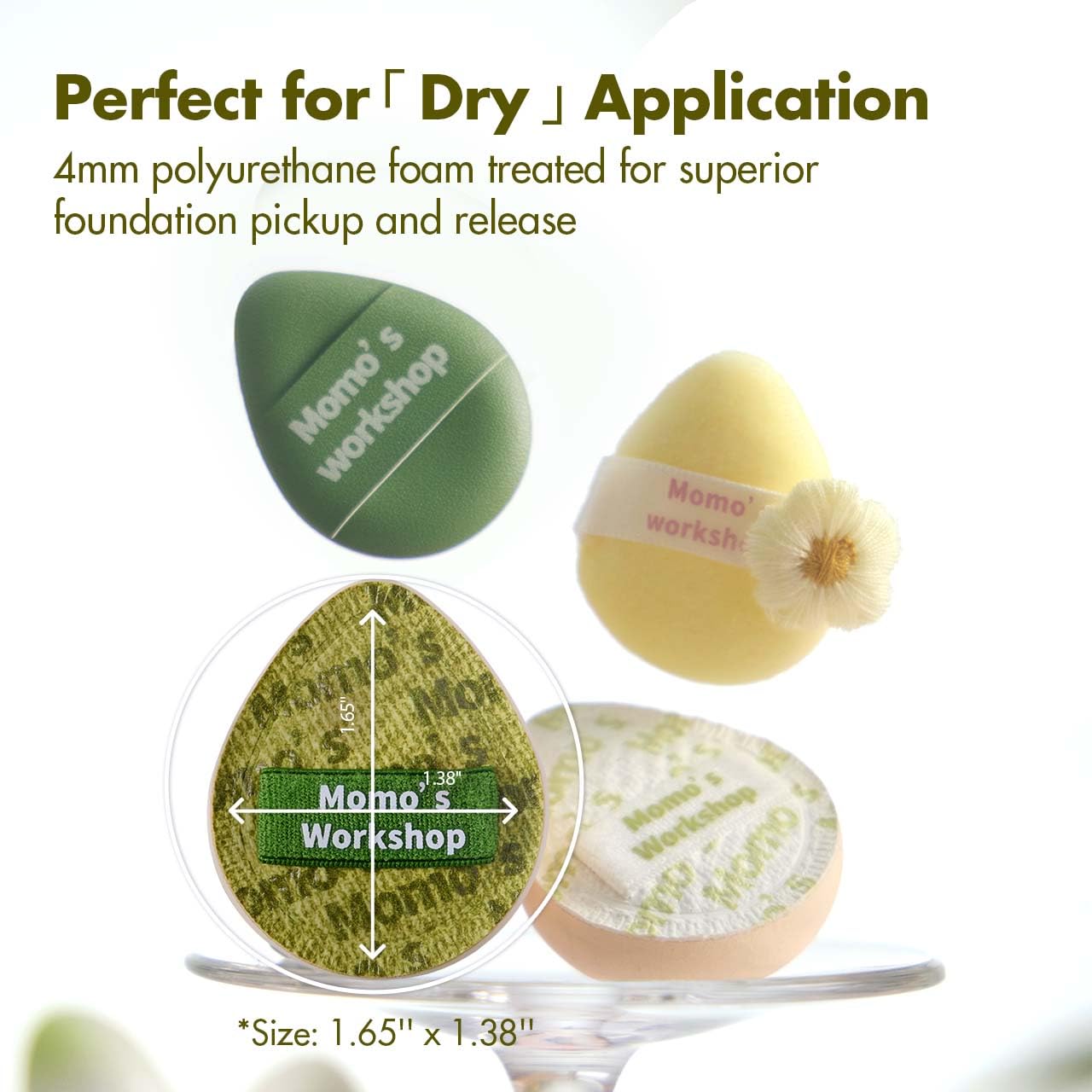 Mini Denim Makeup Sponge Set,Mini Makeup Blenders Sponge for Concealer/Blush/Highlighter, Perfect for Detail Work & Travel,4pcs Green Mini Concealer Puffs with Travel Pouch-BrightBean Baby