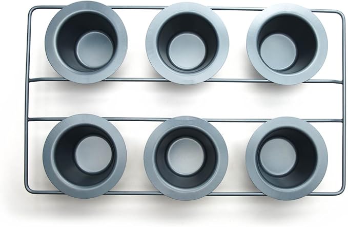 Fox Run Non-Stick Popover Pan, 6 Cup Yorkshire Pudding Pan, Grey