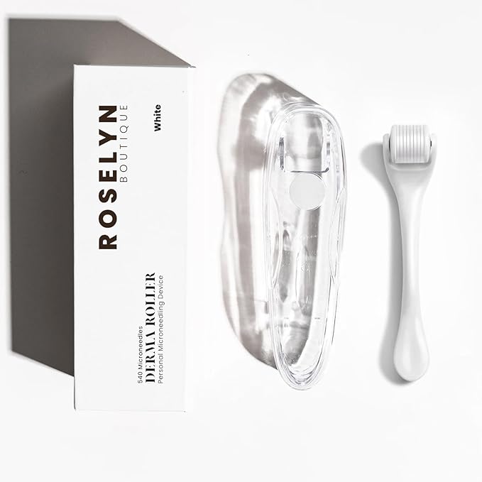 ROSELYNBOUTIQUE Derma Roller for Hair Beard Facial Skin Face 540 Microneedles At-Home Beauty Instrument White Holiday Gift for Men Women-BrightBean Baby