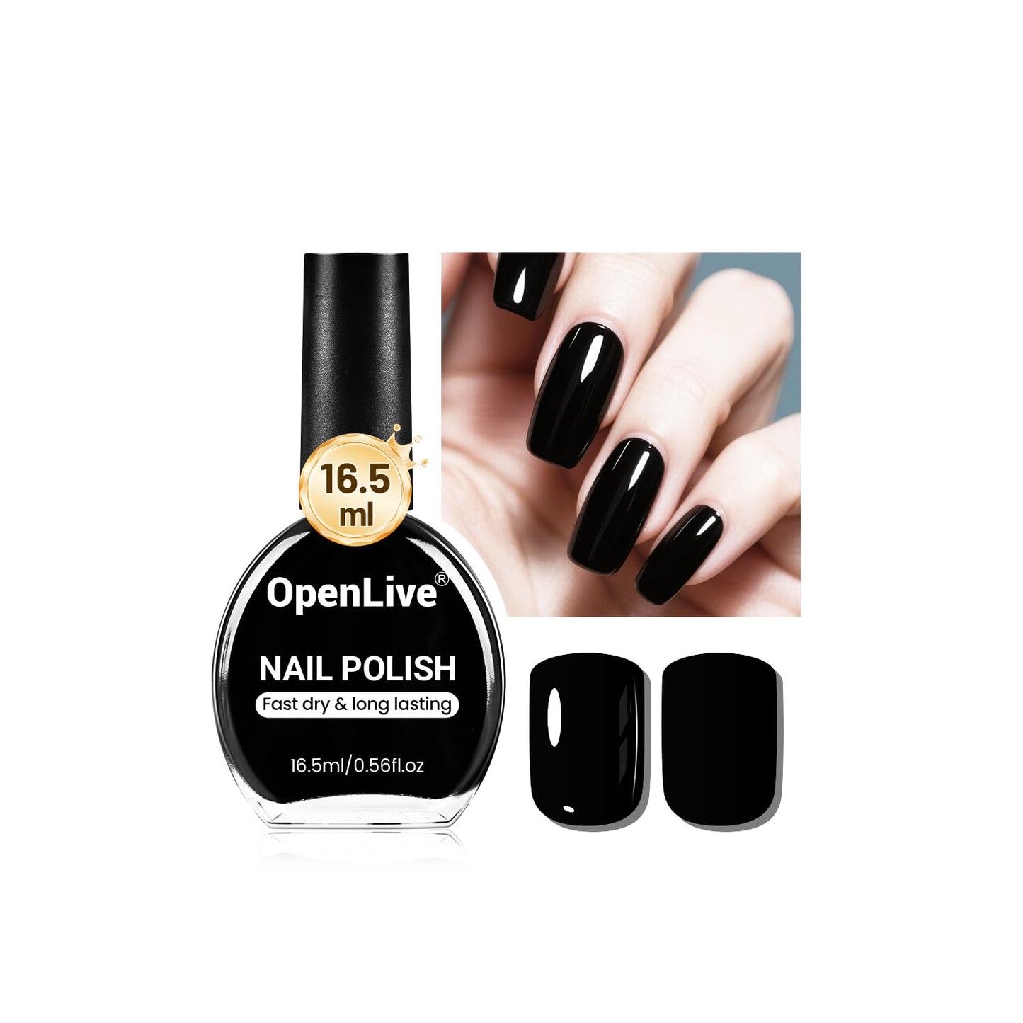 16.5ml Black Nail Polish Large Volume Quick Drying Nail Polish, Fast Drying and Long Lasting Color Nail Art DIY Home Manicure Gift for Women-BrightBean Baby