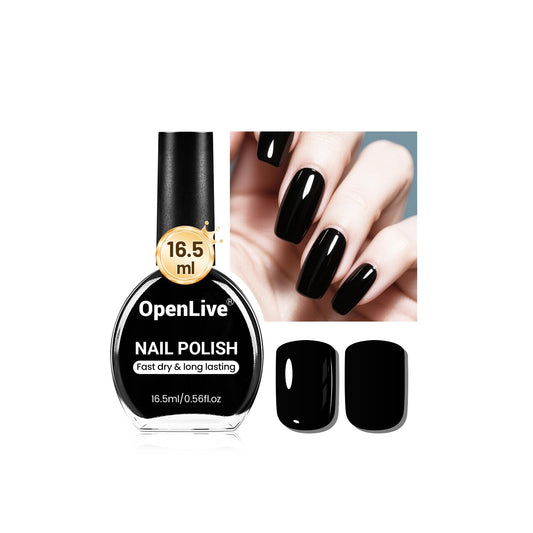 16.5ml Black Nail Polish Large Volume Quick Drying Nail Polish, Fast Drying and Long Lasting Color Nail Art DIY Home Manicure Gift for Women-BrightBean Baby