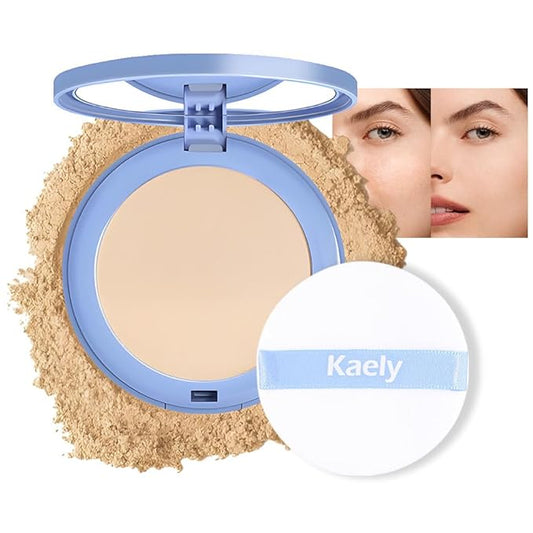 evpct Kaely Oil Control Pressed Face Powder, Get Smooth Flawless Fine Lines and Lightweight Finishing Foundation, Control Shine Long Lasting Waterproof Face Setting Powder Cosmetic, 01 Classic Ivory-BrightBean Baby