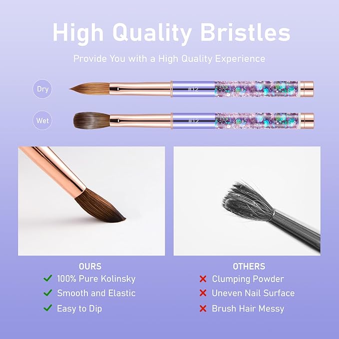 Acrylic Nail Brush Size #10, KEMEISI 100% Pure Kolinsky Nail Art Brushes Sturdy Handle Oval Shaped Acrylic Powder Nail Design Tools for Professional Manicure DIY Home Salon (Purple)-BrightBean Baby