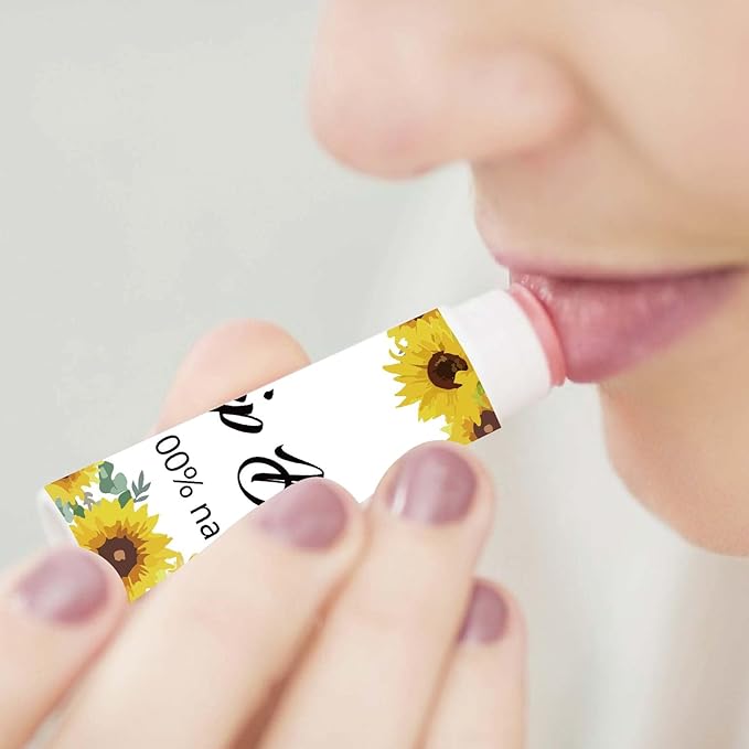 CRASPIRE 80Pcs 8 Styles Lip Balm Sticker Sunflower Self-Adhesive Homemade Lip Balm Labels Vintage Square DIY Plant Label Stickers for Lip Balm Containers Cosmetics Lipsticks-BrightBean Baby