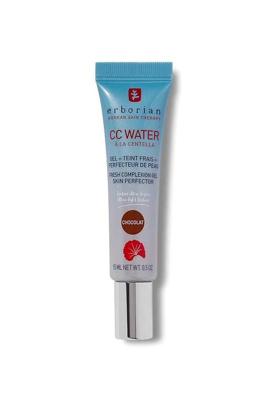 Erborian CC Water with Hyaluronic Acid, Chocolate - Ultra-Light Aqua Gel Color Corrector with Centella Asiatica & Hyaluronic Acid - Plump, Softer & Hydrated Skin - Korean Skincare Perfector - 0.5 Oz-BrightBean Baby