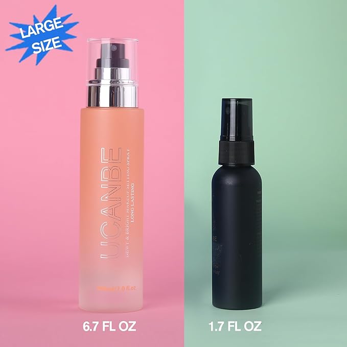 UCANBE Dewy Makeup Setting Spray, Moisturizing Finishing Spray Long Lasting Face Mist, Lightweight Hydrate Make Up Spray for Natural Glow, 7 Fl Oz Large Size-BrightBean Baby