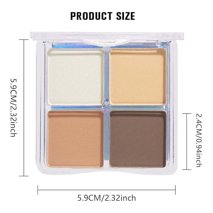 Powder Eyeshadow Quad, Light Medium Beige Brown Matte Eye Shadow Palette Makeup, Neutral Vegan Shimmer Quads Eye Shadow Palette for Older Women Pigmented Waterproof, paleta de sombras de ojos-BrightBean Baby