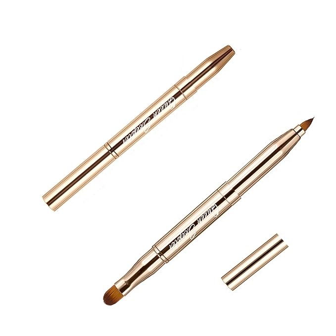 Retractable Eyebrow Eyelash Lip Brush Makeup Brush Double-Sided Soft With Cap Concealer Eyeliner For Travel Cosmetic Brushes, gold color-BrightBean Baby