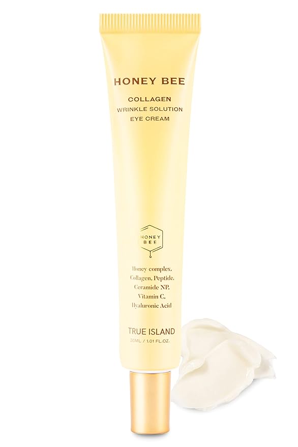 Honey Bee Collagen Fine Line Firming Eye Cream for Puffiness and Bags Under Eyes w/Vitamin C, 4 Peptides & Niacinamide | Bright and Tight Under Eye Cream for Dark Circles 1.01 fl oz-BrightBean Baby