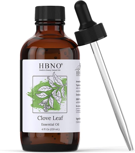 HBNO California Bottled Clove Leaf Essential Oil 4 fl oz (120ml) Value Size - Natural Clove Leaf Oil - Perfect for Cleaning, Aromatherapy, DIY, Soap & Diffuser-BrightBean Baby