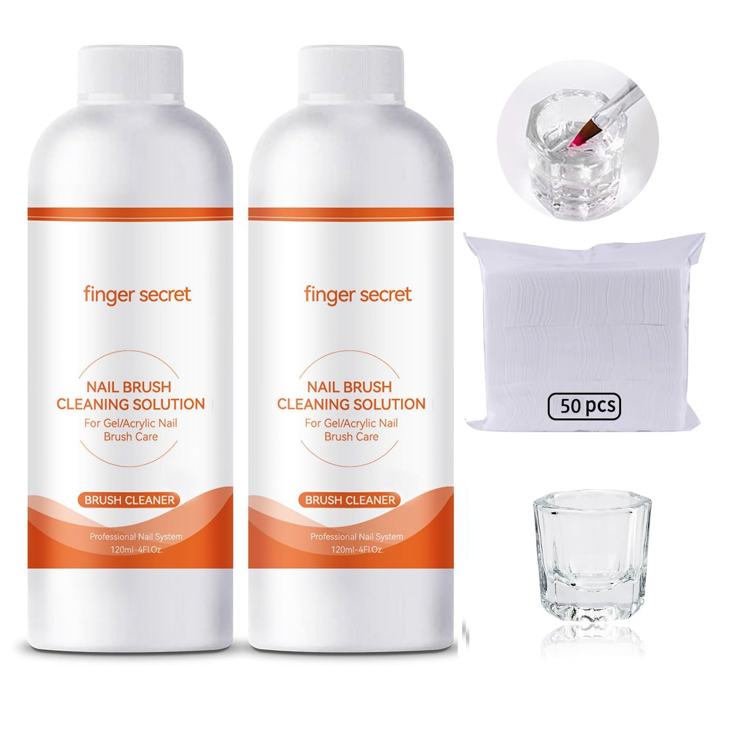 Nail Brush Cleaner 2 packs Nail Brush Cleaner for Gel Polish Nail Brush Cleaner Liquid for Acrylic with Glass Cup Nail Cleaning pads for DIY Salon at Home 8 Fl.Oz-BrightBean Baby