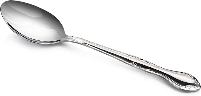 New Star Foodservice 58703 Rose Pattern, 18/0 Stainless Steel, Dinner/Dessert Spoon, 7-Inch, Set of 12