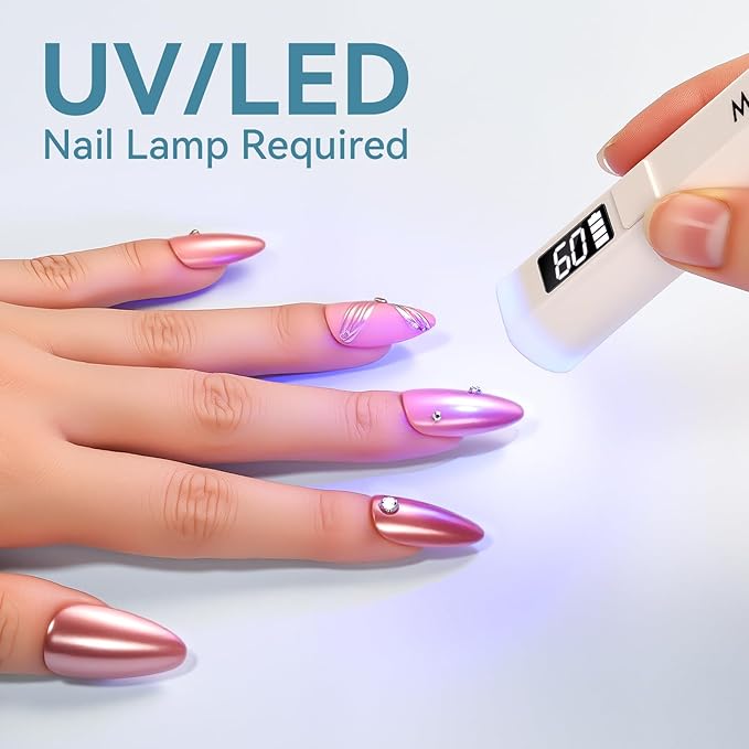 Makartt Gel Top Coat for Chrome Nail Powder - 2 Pcs 15ml Clear No Wipe High Gloss Top Coat Gel Nail Polish Mirror Shine Long Lasting Easy Application, Soak off UV Lamp, DIY Home Salon Art Design-BrightBean Baby