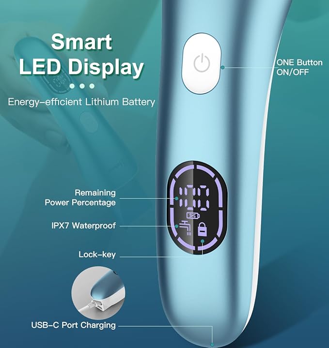 Hatteker Women's Electric Shaver Bikini Trimmer Hair Trimmer for Women Electric Razor for Legs Bikini Underarm Public Hairs Led Display IPX7 Waterproof Gift for Women (Blue)-BrightBean Baby