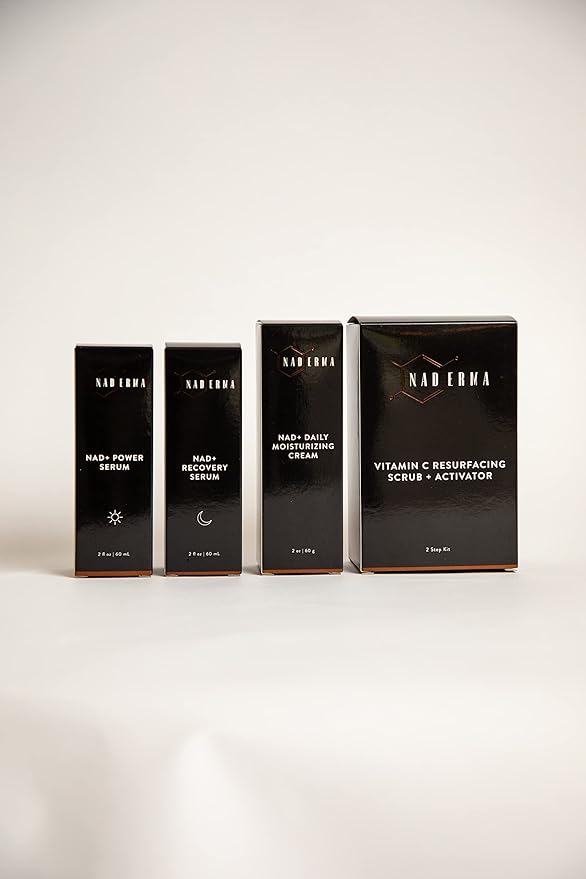 Naderma Set (NAD+ Daily Moisturizing Cream, NAD+ Power Serum, NAD+ Recovery Serum, and Vitamin C Resurfacing Scrub + Activator))-BrightBean Baby