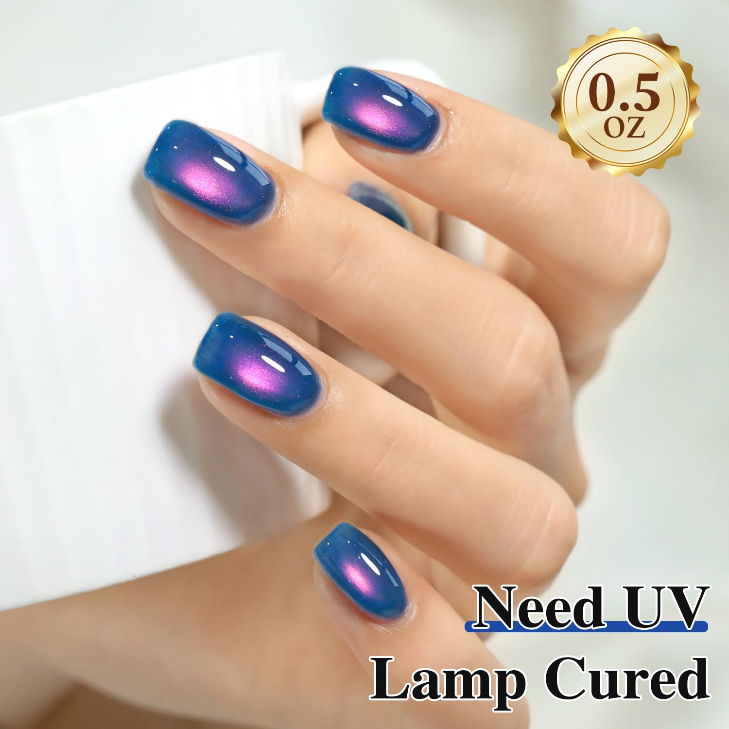 Double Rhythm Jelly Glass Cat Eye Gel Polish with Magnet 15ML Holographic Glitter Shimmer Translucent Sheer Color Magnetic Nail Polish Salon DIY at Home (Navy Blue-MC1264)-BrightBean Baby