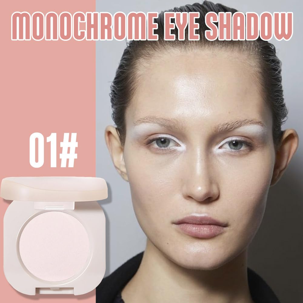 Single White Matte Eyeshadow,Bright Intense Monochrome Eye Shadow,Apply Makeup Easily,Matte Pressed Powder Single Eyeshadow,24 Hour Eye Makeup Longwear Waterproof-BrightBean Baby