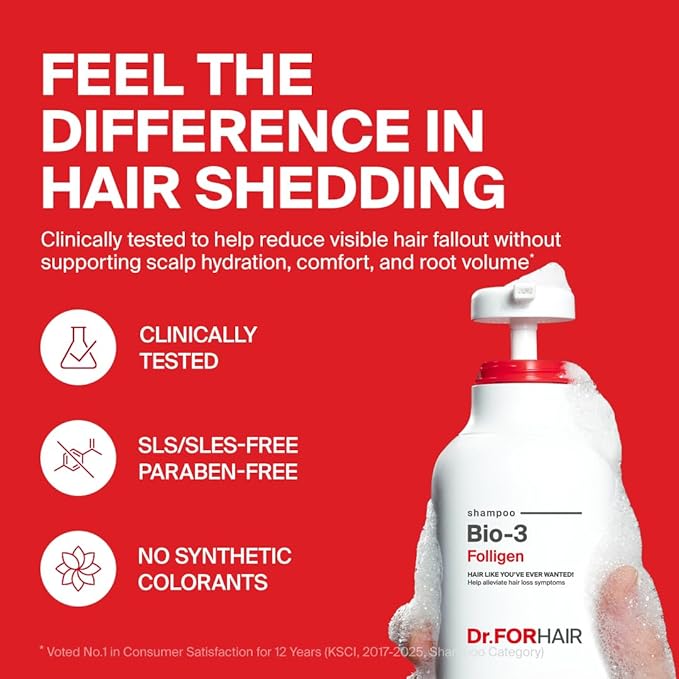 Dr.FORHAIR Bio-3 Folligen Shampoo 500 ml/16.91 fl. oz. | Hair Strengthening and Volumizing | Revitalizes and Moisturizes-BrightBean Baby